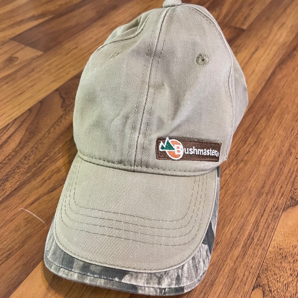 Bushmaster Firearms Hat Mens OSFA Khaki Tan Camo Brim Adjustable Baseball Cap